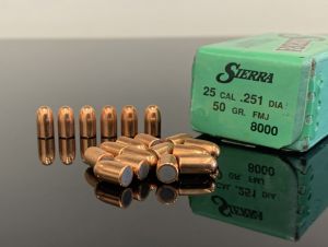 Пули .25 ACP, Sierra 25 Cal (.251) 50gr (3.24г) FMJ Pistol Bullets #8000